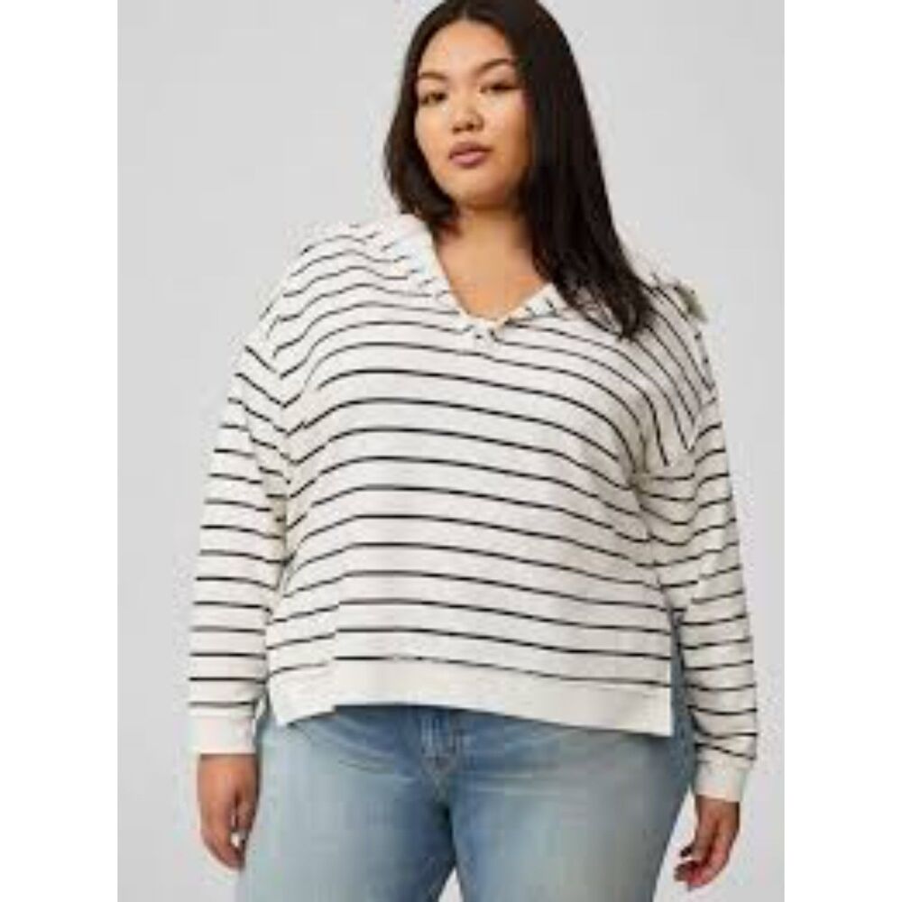 Torrid V-Neck Pullover Sweatshirt Preppy Coastal Nautical Beachy Plus Size 3X